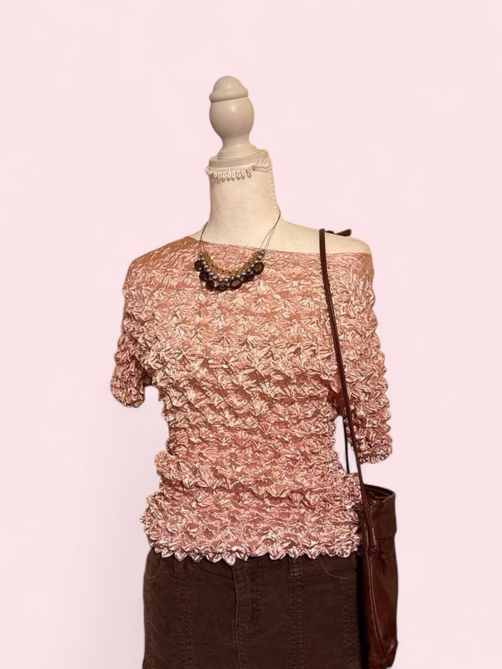 Y2K Rosy Popcorn Top